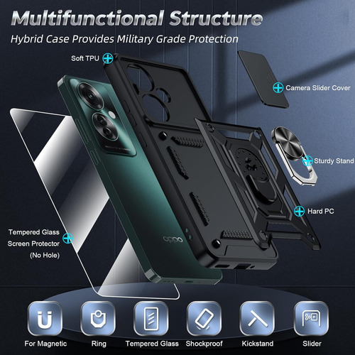 Funda Para Oppo Reno 11 F Uso Rudo Cámara Carcasa+mica Negro Oppo Reno 11f