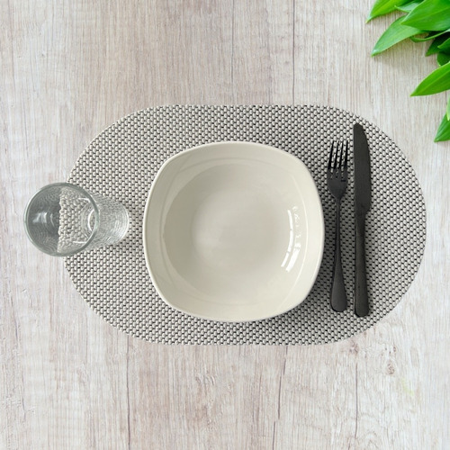 Manteles Individuales Antideslizantes Para Restaurante 6 Pcs Color Gris Net Liso