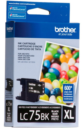 Cartucho Brother Lc75bk Xl 600pag Mfc-j5910dw/6510 Negro