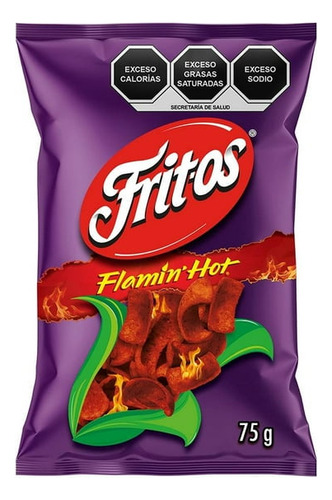 Botana Fritos Flamin' Hot (5 Piezas De 75 Gr. C/u) Sabritas.