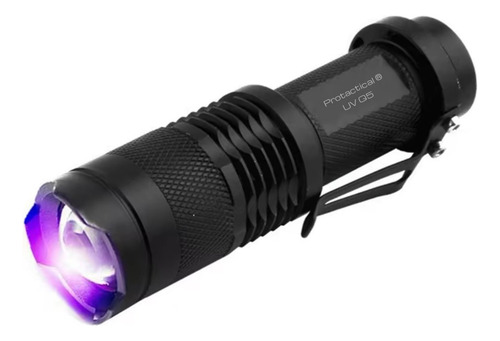 Lampara Tactica Recargable Luz Led Negra Uv + 2 Baterias Linterna Negro Luz Negra (UV)