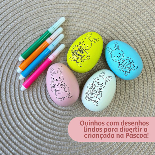 Kit De Ovos E Coelhos Para Pintar De Páscoa Com Canetinhas