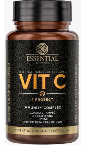 Vit C 4 Protect Essential Nutrition - (120 Capsulas) Sabor Sem Sabor