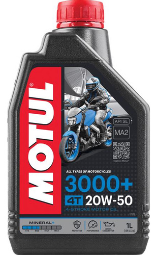 Óleo Para Motor De Moto Motul 3000+ 20w-50 4t Br Lb 1l