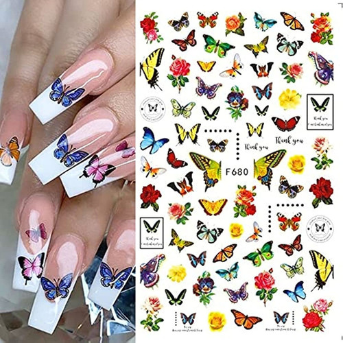 10 Hojas Mariposa Pegatinas De Uñas Autoadhesivo Calcomanias