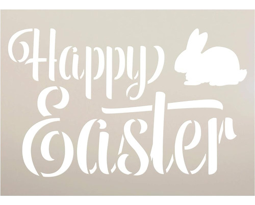 Happy Easter Stencil With Bunny By Studior12 | Diy Christian