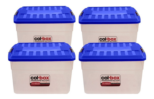  Kit De 4 Cajas Apilable Organizadora De 15lts Colombraro 