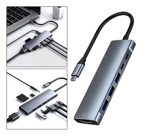 Hub Universal 9 Em 1 Usb-c Com 4k 3 Usb3.0 Ethernet Sd E