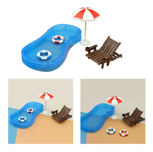 Simulación 1:12 Casa De Muñecas Jardín Piscina Adornos