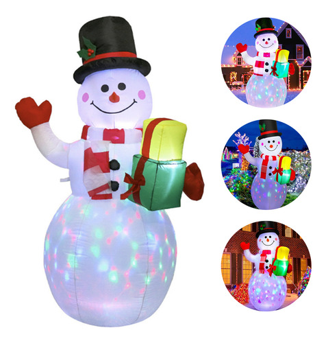 Luces Led Giratorias De Colores Con Muñeco De Nieve Inflable