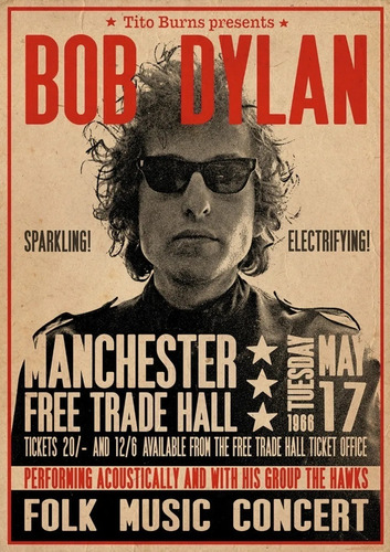 Poster Retrô - Bob Dylan 1966 30x42cm Plastificado