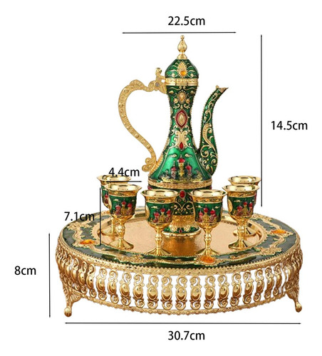 Set De Taza De Café Y Tetera Turca Para Regalo Verde