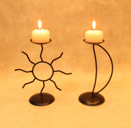 Castiçal Sol E Lua Céu Decoração Porta Vela Decorativa