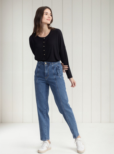 Jean Mom Con Costuras Yagmour Talle 30