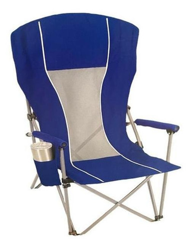 Cadeira Camping Aço Dobravel Porta Copos - Azul