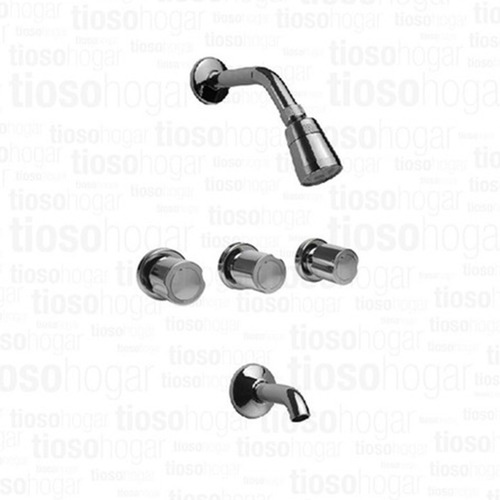 Imagen 3 de 10 de Griferia Ducha Embutir Transferencia Baño Viva Cromo Vc3303