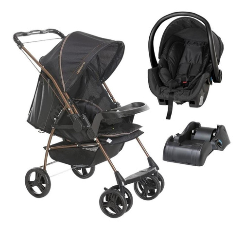 Kit Travel System Milano Preto Cobre Com Base - Galzerano