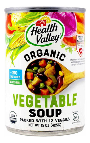 Health Valley Sopa Organica De Verduras Sin Sal Anadida, 15