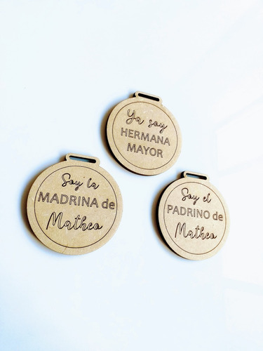 Imagen 3 de 6 de Medallas Souvenir Baby Shower Nacimiento - Mdf - Fibrofacil
