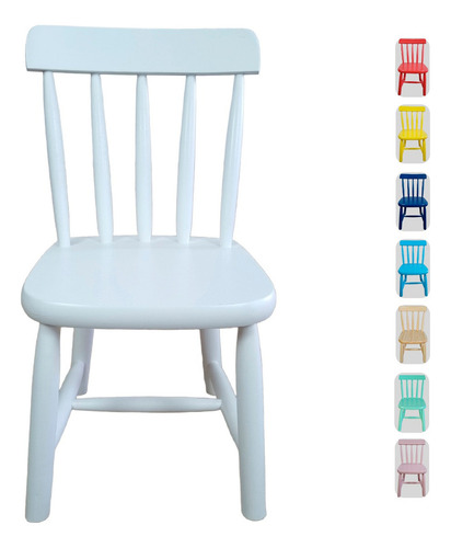 Cadeirinha Infantil De Madeira Criança Colorida Resistente Cor Branco