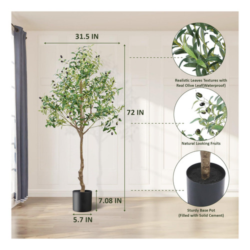 Árbol De Oliva Artificial De Anting De 6 Pies De Altura, Con