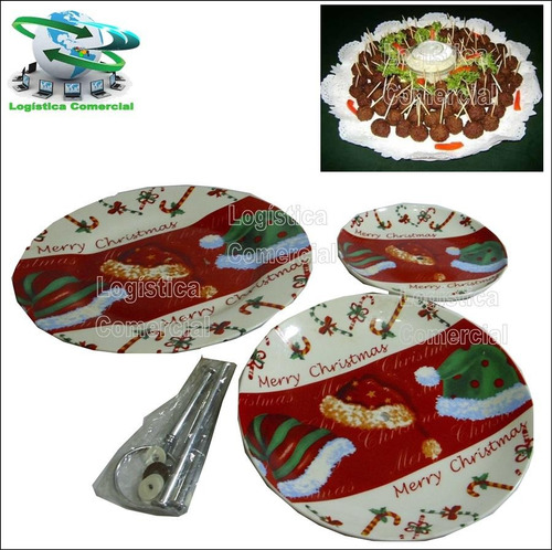 Imagen 3 de 9 de Hermosa Pasapalera De 3 Niveles Navidad Pasapalos Navideñas