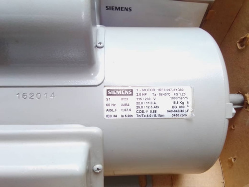 Motor Electrico Siemens 2hp 3600rpm