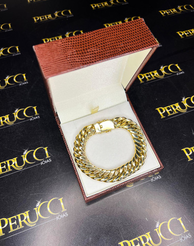 Pulseira Elos Duplos 25 Gramas 12mm Ouro 18k Frete Gratis