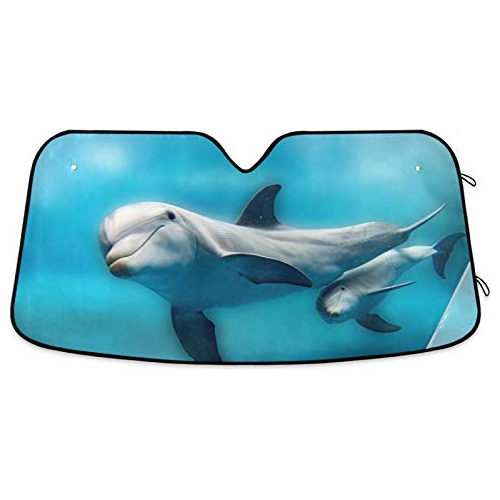 Dolphin Sea Animal Print Blue Car Windshield Sunshade, ...