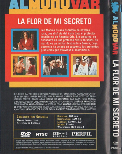 La Flor De Mi Secreto (1995) Dvd Orig Almodovar Imanol Arias (Usado)