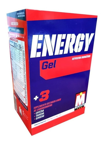 Energy Gel Mervick Energía Cafeína Y Taurina 12 Geles 40 Grs