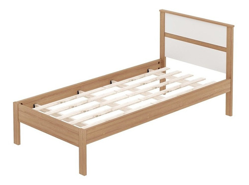 Cama De Solteiro Madeira Cm8004 Amêndoa/branco - Tecno Mobil Cor Marrom