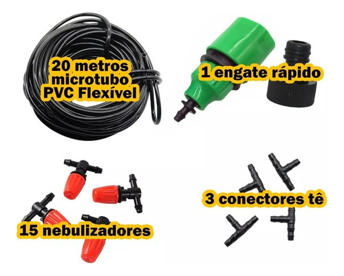 Irrigador Automático Jardim 15 Bicos Com 20 Metros Completo