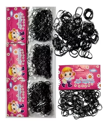 Gomitas elásticas de silicona para el pelo para niña y mujer, gomitas  negras de goma para