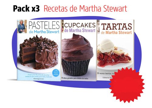 Pack 3 Libros De Martha Stewart - Pasteles, Tartas Y Cupcake