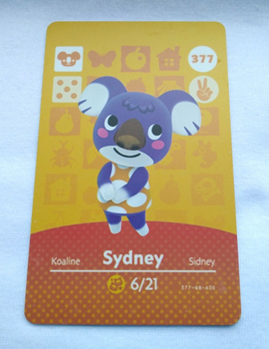 Animal Crossing Tarjeta Amiibo Sydney 377 