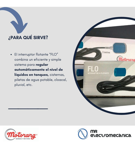 Imagen 3 de 10 de Flotante Motorarg Automático Tanque Cisterna 3 Mts Cable Flo