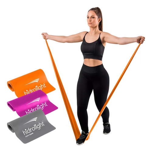 Kit Faixas Em Látex Band 3 Intensidades Leve Médio Difícil