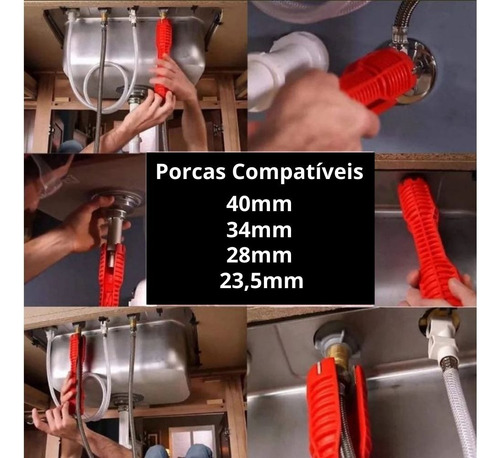 Chave Hidráulica Multifuncional Profissional 8/1 Ajustável Cor Vermelho