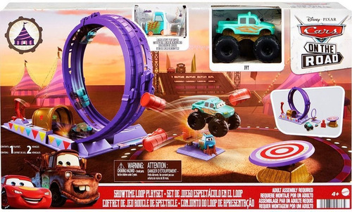 Cars On The Road - Showtime Loop Playset - 2 Autos - Mattel Color Azul