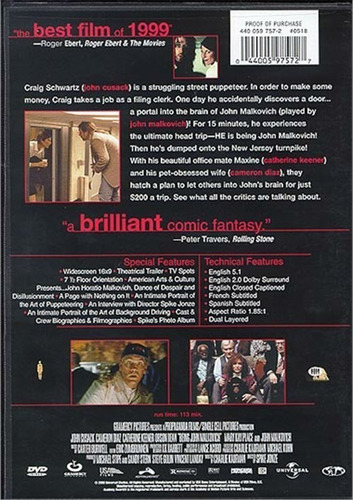 Dvd Being John Malkovich / Quieres Ser John Malkovich
