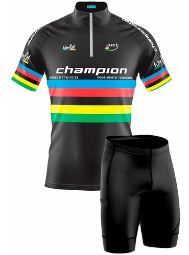 Conjunto Camisa E Bermuda Ciclismo Champion Brasil Preta