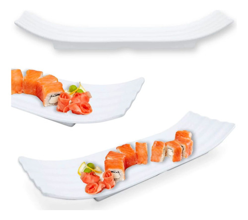 Travessa Retangular Ondulada Sushi E Finger Food Melamina