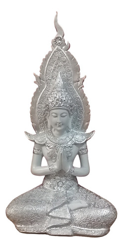 Adorno Figura Buda Reina Gold Plateada 30cm De Altura.