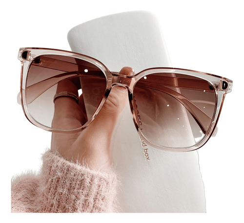 Óculos De Sol Feminino Oversized Quadrado Com Proteção Uv400 Cor Marrom