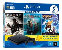 Comprar Sony PlayStation 4 Slim PlayStation 4 1TB Mega Pack: Ghost of Tsushimau002FGod of Waru002FRatchet & Clank cor preto-azeviche