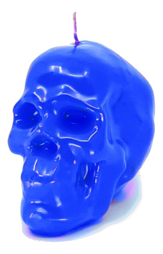 Vela Azul Con Imagen De Figura De Calavera Grande (paz, Tran