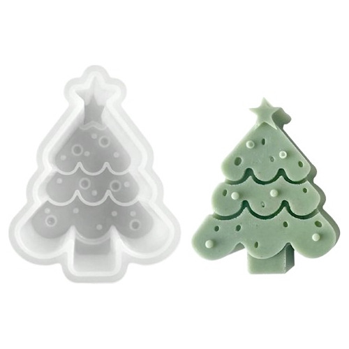 Molde Silicona Para Vela/jabon Árbol De Navidad Pino Plano