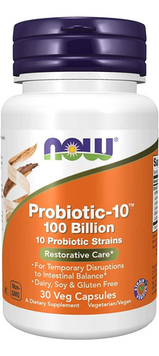 Now Suplementos, Probiótico-10, 100 Mil Millones, Con 10 C.