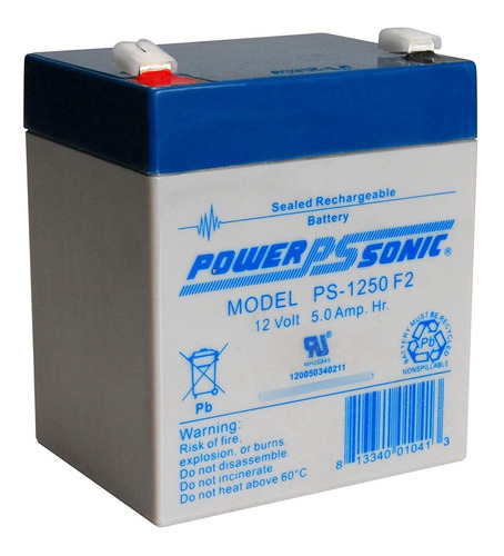 Batería Recargable Powersonic Ps-1250 Ps1250 12v 5ah F2